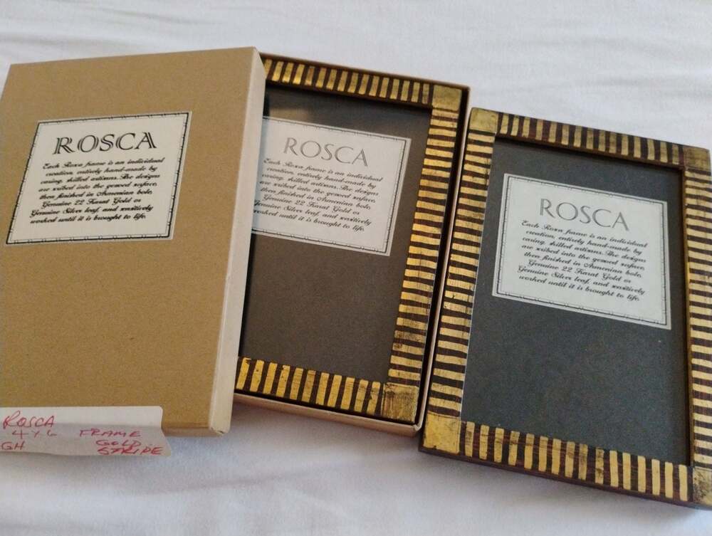 Set of 2 Rare Vintage ROSCA 4x6 Picture Frames - Handmade 22K Gold/Silver Leaf